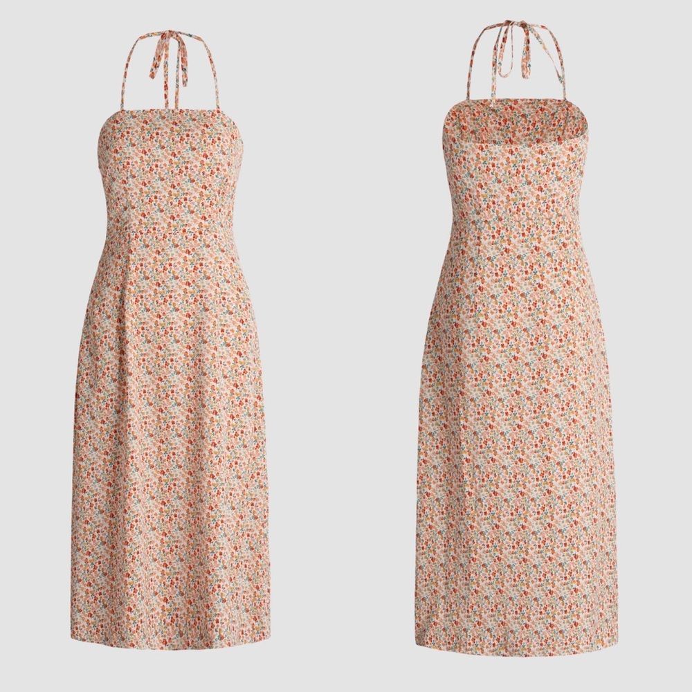 FLORAL HALTER MIDI DRESS